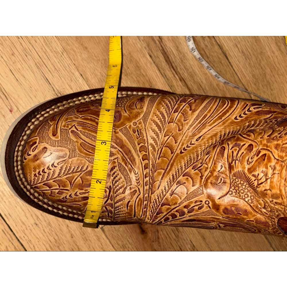 RARE Vintage Justin Western Cowboy Boots Hand Tooled Leather Men’s 8 Women 9.5 - Picture 6 of 13